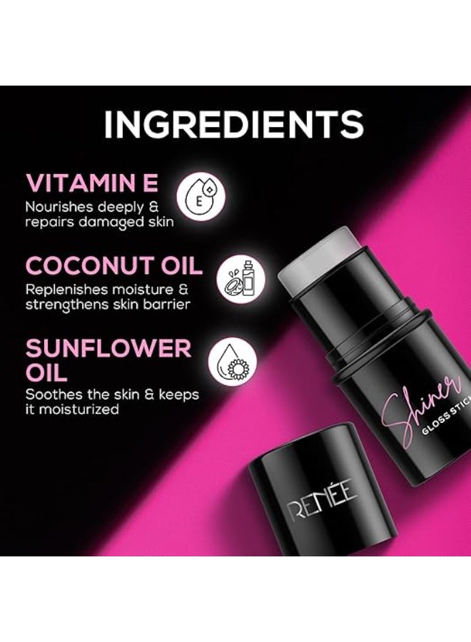RENEE Shiner Face Gloss Stick | Gives Instant Glossy Shine | Hydrates & Moisturizes | Non-Sticky | Lightweight Formula | Offers Soft Skin | Enriched with Vitamin E, Sunflower Seed & Coconut Oil | 5gm - Image 3